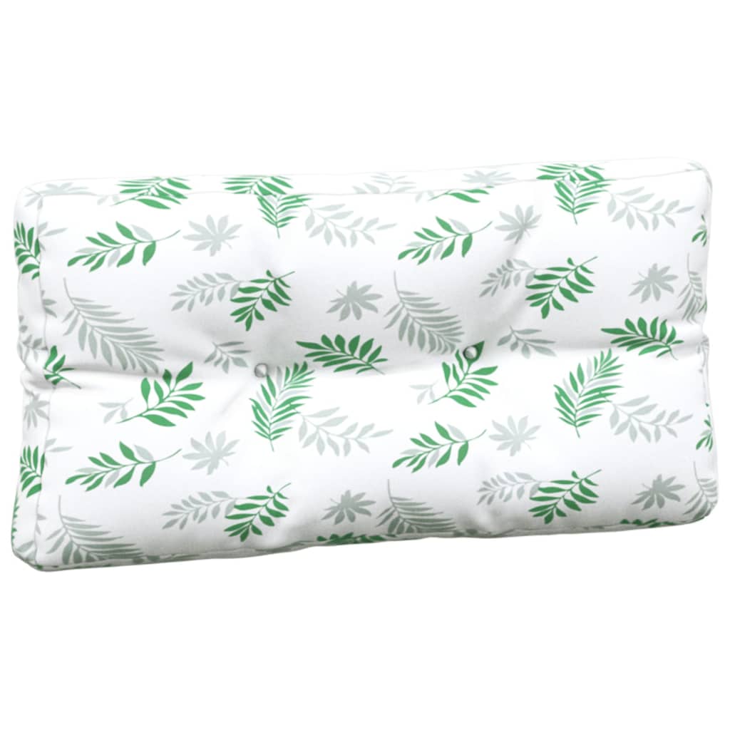 Palletkussens Bladpatroon Stof Wit en groen