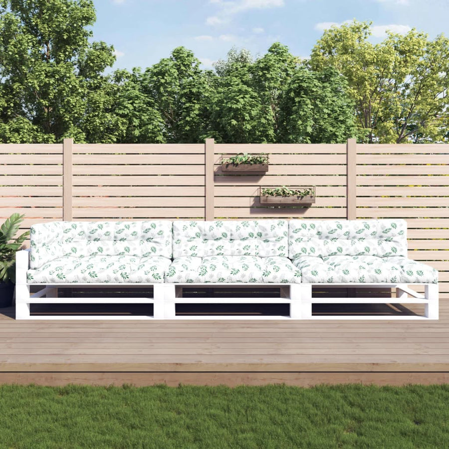 Palletkussens Bladpatroon Stof Wit en groen