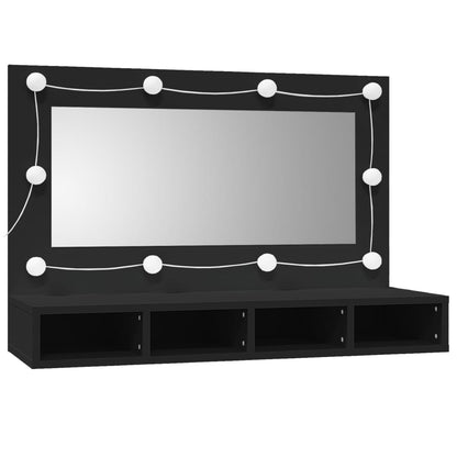 Spiegelkast Met Led-Verlichting 90X3,5X62 Cm Zwart