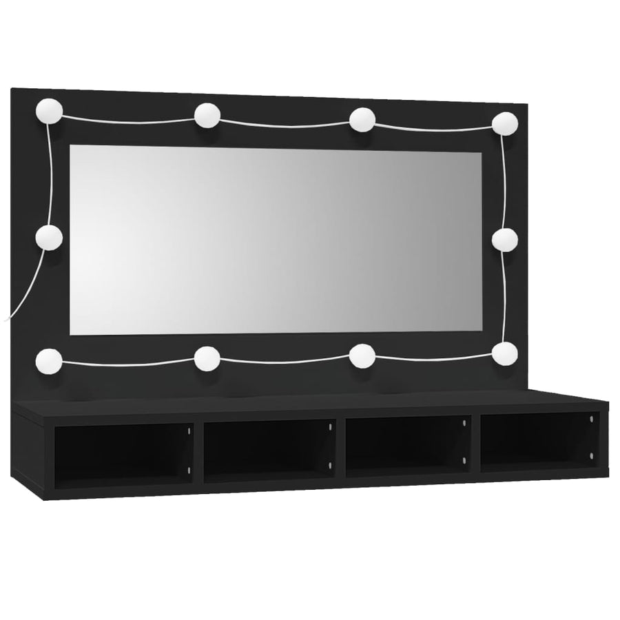 Spiegelkast Met Led-Verlichting 90X3,5X62 Cm Zwart