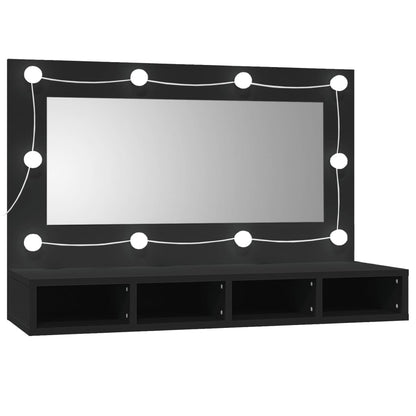 Spiegelkast Met Led-Verlichting 90X3,5X62 Cm Zwart
