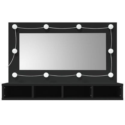 Spiegelkast Met Led-Verlichting 90X3,5X62 Cm Zwart