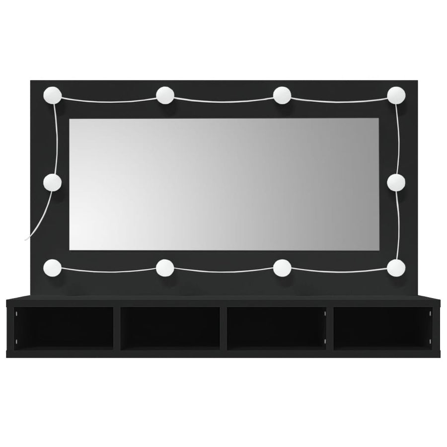 Spiegelkast Met Led-Verlichting 90X3,5X62 Cm Zwart