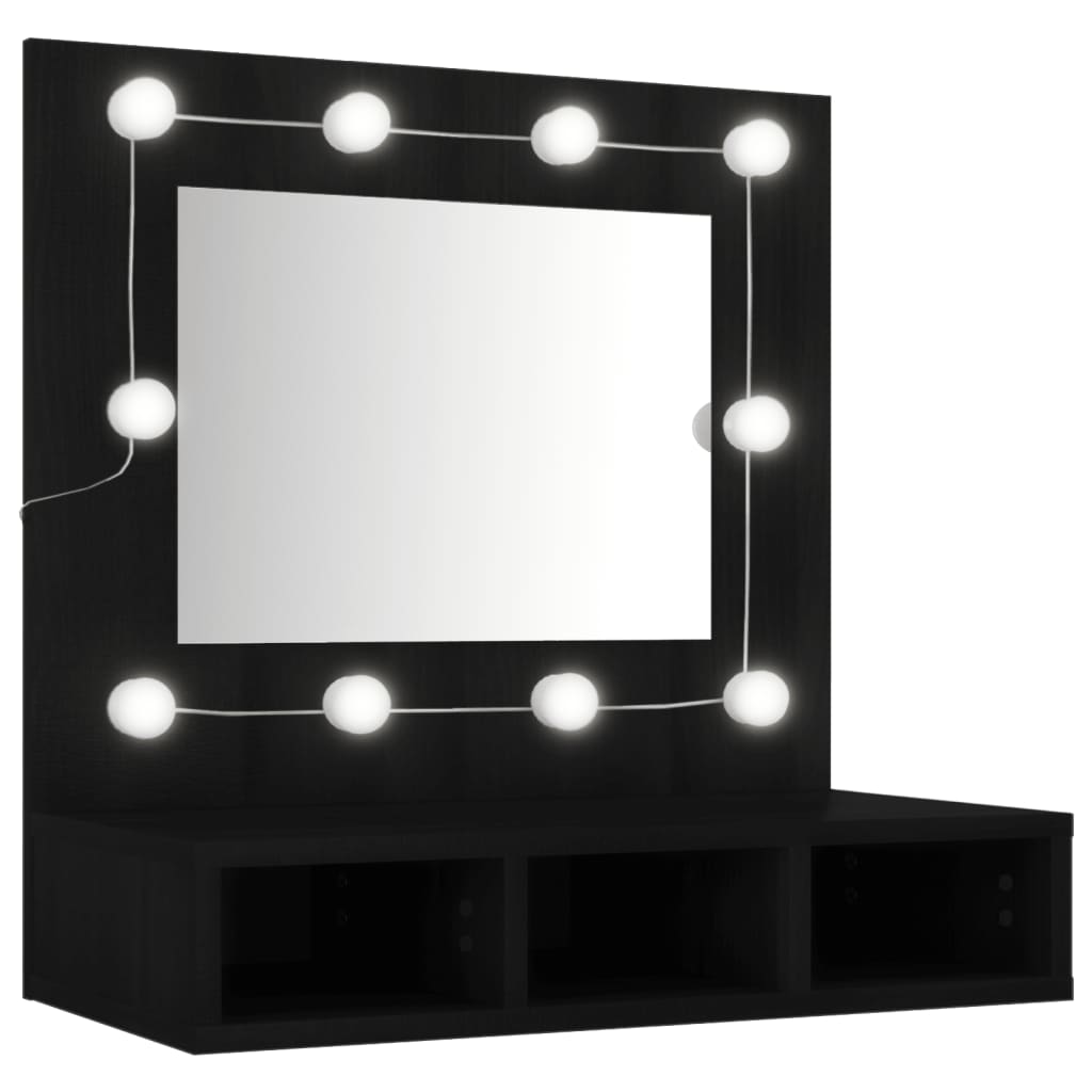 Spiegelkast Met Led-Verlichting 60X3,5X62 Cm Zwart