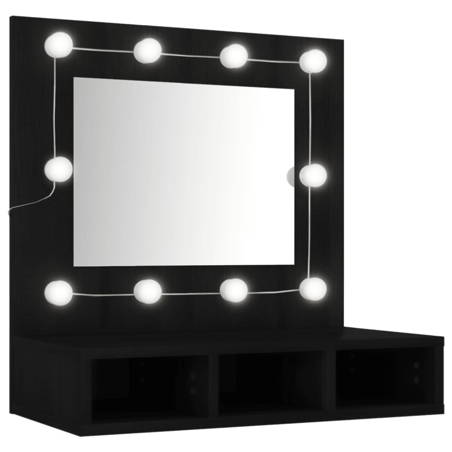 Spiegelkast Met Led-Verlichting 60X3,5X62 Cm Zwart