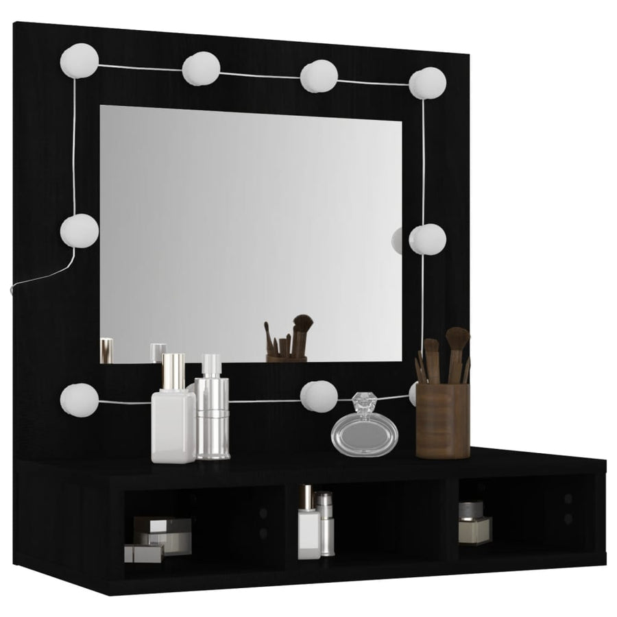 Spiegelkast Met Led-Verlichting 60X3,5X62 Cm Zwart