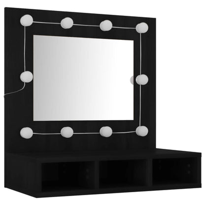 Spiegelkast Met Led-Verlichting 60X3,5X62 Cm Zwart