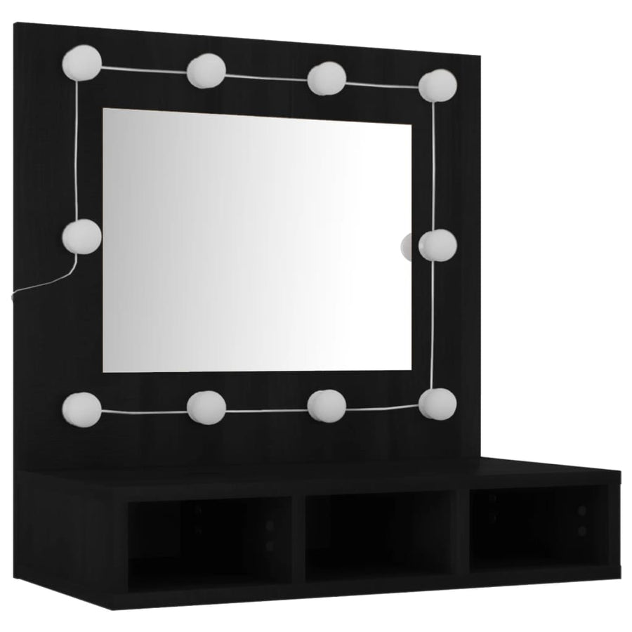 Spiegelkast Met Led-Verlichting 60X3,5X62 Cm Zwart