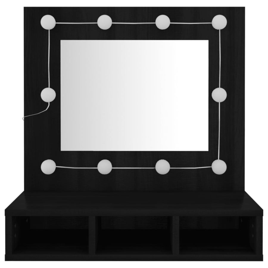 Spiegelkast Met Led-Verlichting 60X3,5X62 Cm Zwart