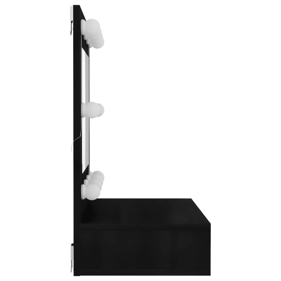 Spiegelkast Met Led-Verlichting 60X3,5X62 Cm Zwart