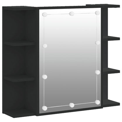 Spiegelkast Met Led-Verlichting 70X6,5X60 Cm Zwart