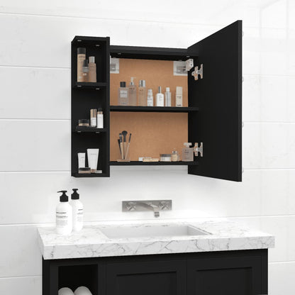 Spiegelkast Met Led-Verlichting 70X6,5X60 Cm Zwart