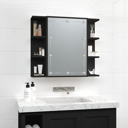 Spiegelkast Met Led-Verlichting 70X6,5X60 Cm Zwart