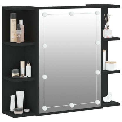 Spiegelkast Met Led-Verlichting 70X6,5X60 Cm Zwart