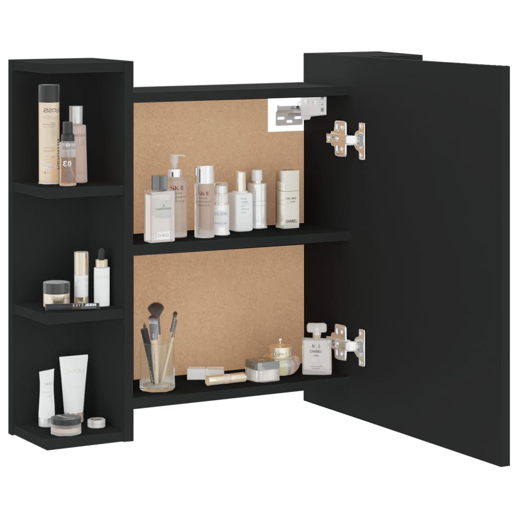 Spiegelkast Met Led-Verlichting 70X6,5X60 Cm Zwart
