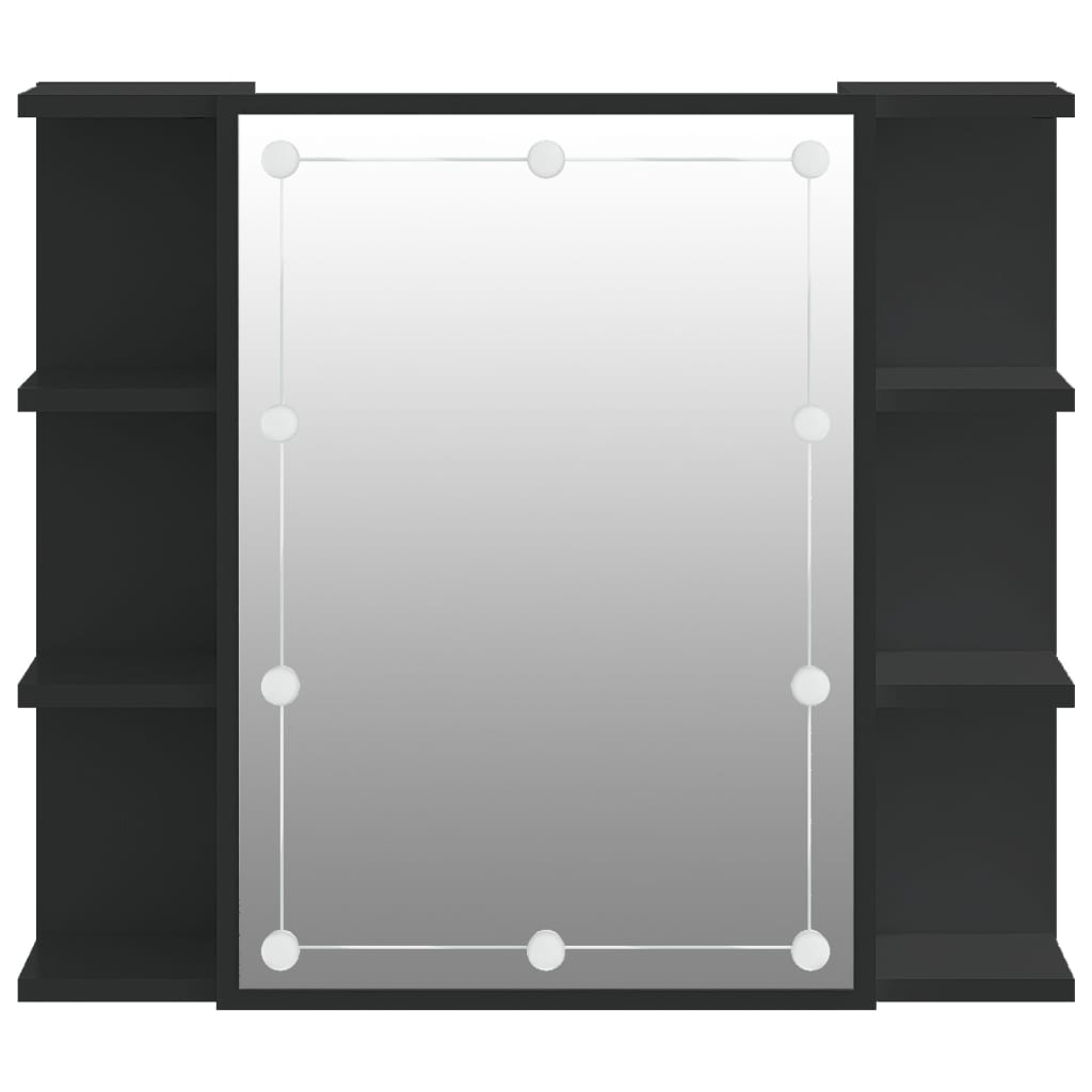 Spiegelkast Met Led-Verlichting 70X6,5X60 Cm Zwart