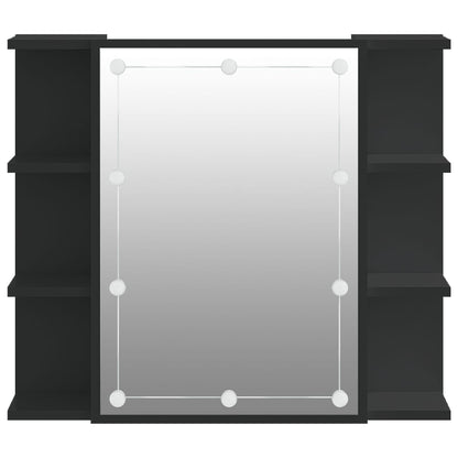 Spiegelkast Met Led-Verlichting 70X6,5X60 Cm Zwart