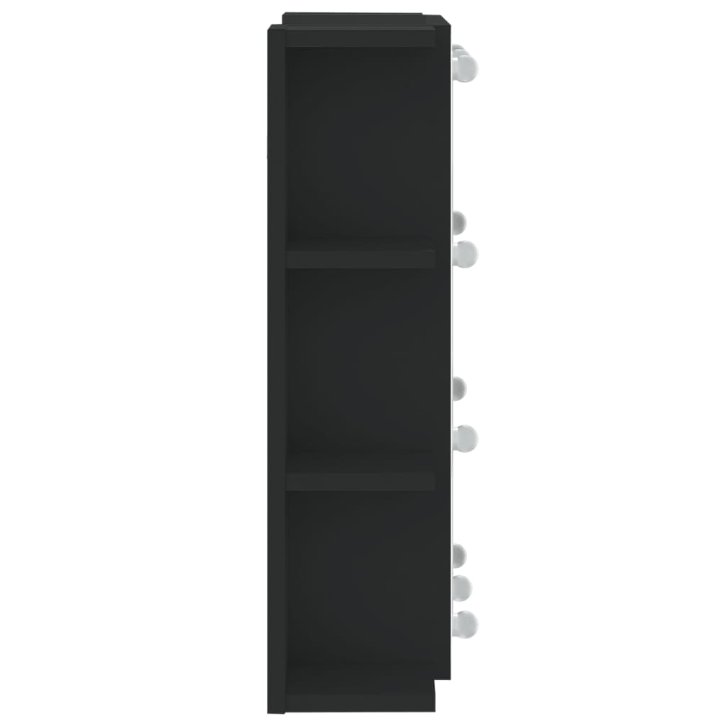Spiegelkast Met Led-Verlichting 70X6,5X60 Cm Zwart
