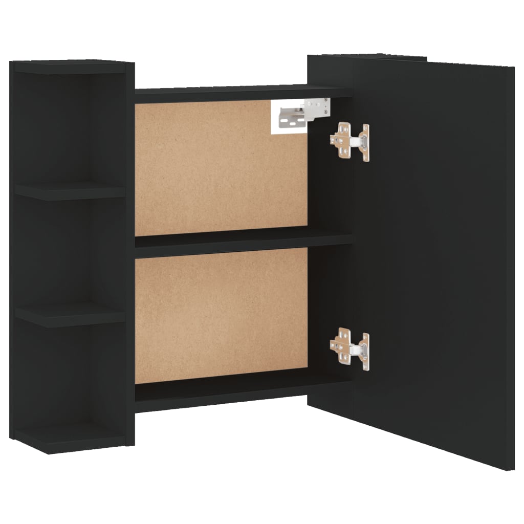 Spiegelkast Met Led-Verlichting 70X6,5X60 Cm Zwart