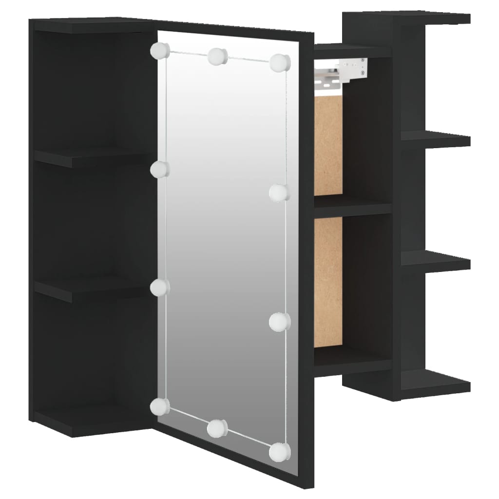 Spiegelkast Met Led-Verlichting 70X6,5X60 Cm Zwart