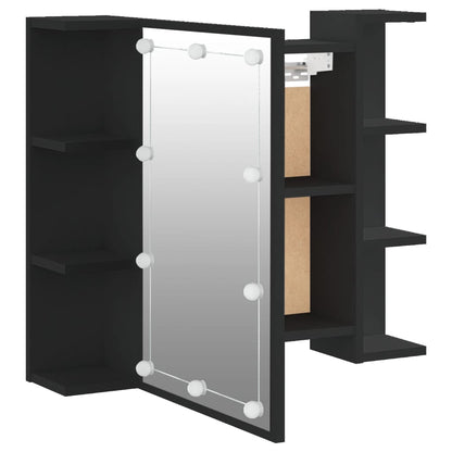 Spiegelkast Met Led-Verlichting 70X6,5X60 Cm Zwart