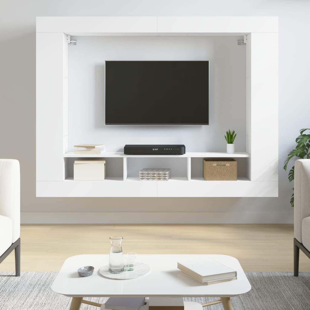 Tv-Meubel 152X22X113 Cm Bewerkt Hout Wit