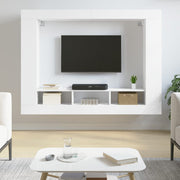 Tv-meubel 152x22x113 cm bewerkt hout wit wandmontage