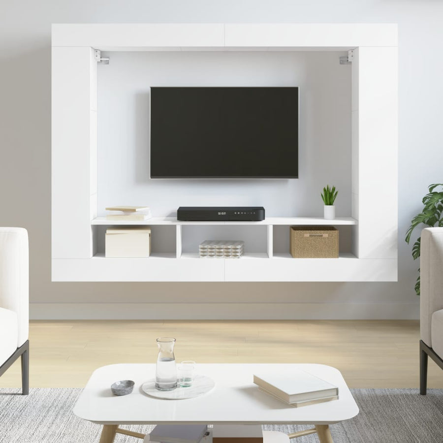 Tv-Meubel 152X22X113 Cm Bewerkt Hout Wit
