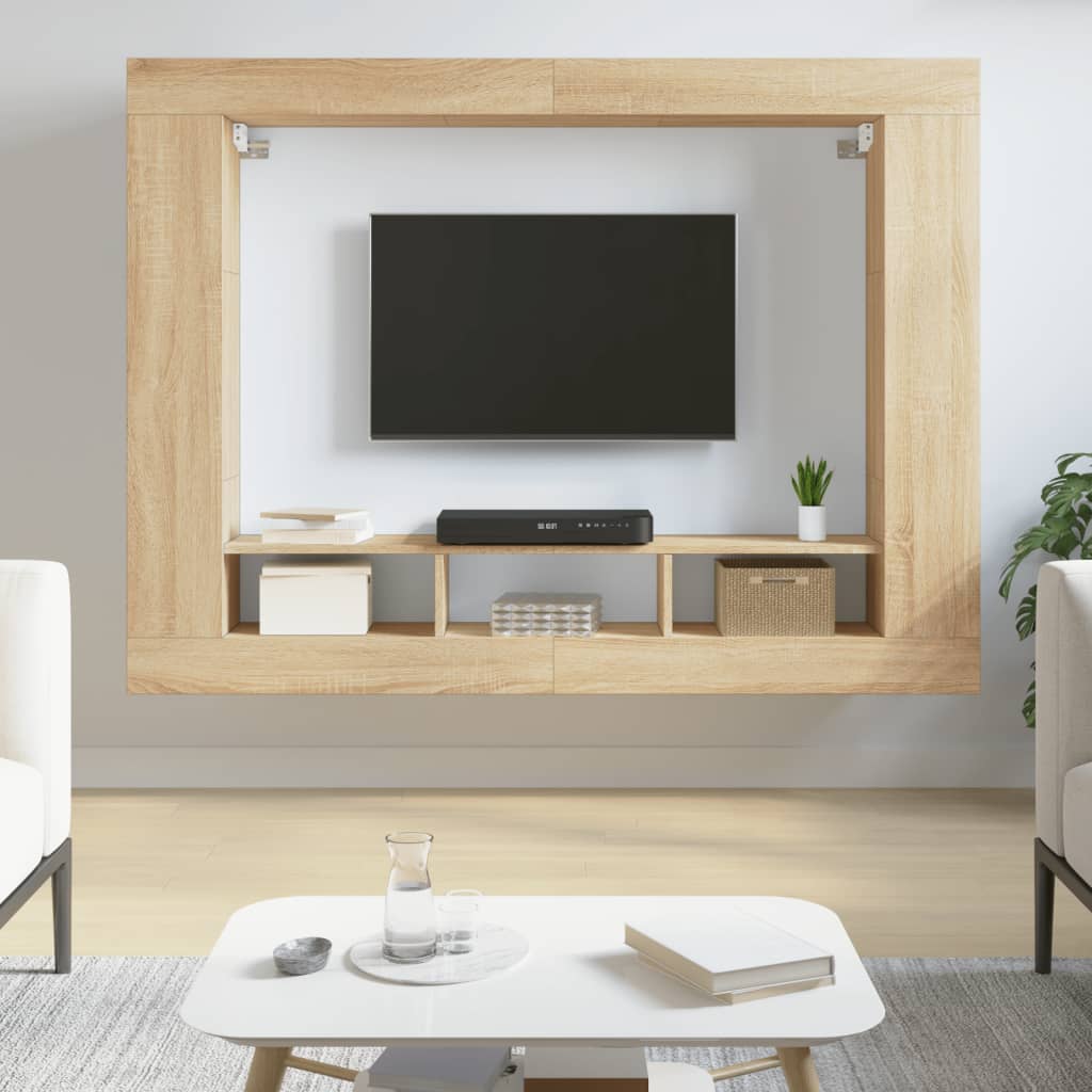 Tv-Meubel 152X22X113 Cm Bewerkt Hout Sonoma Eikenkleurig