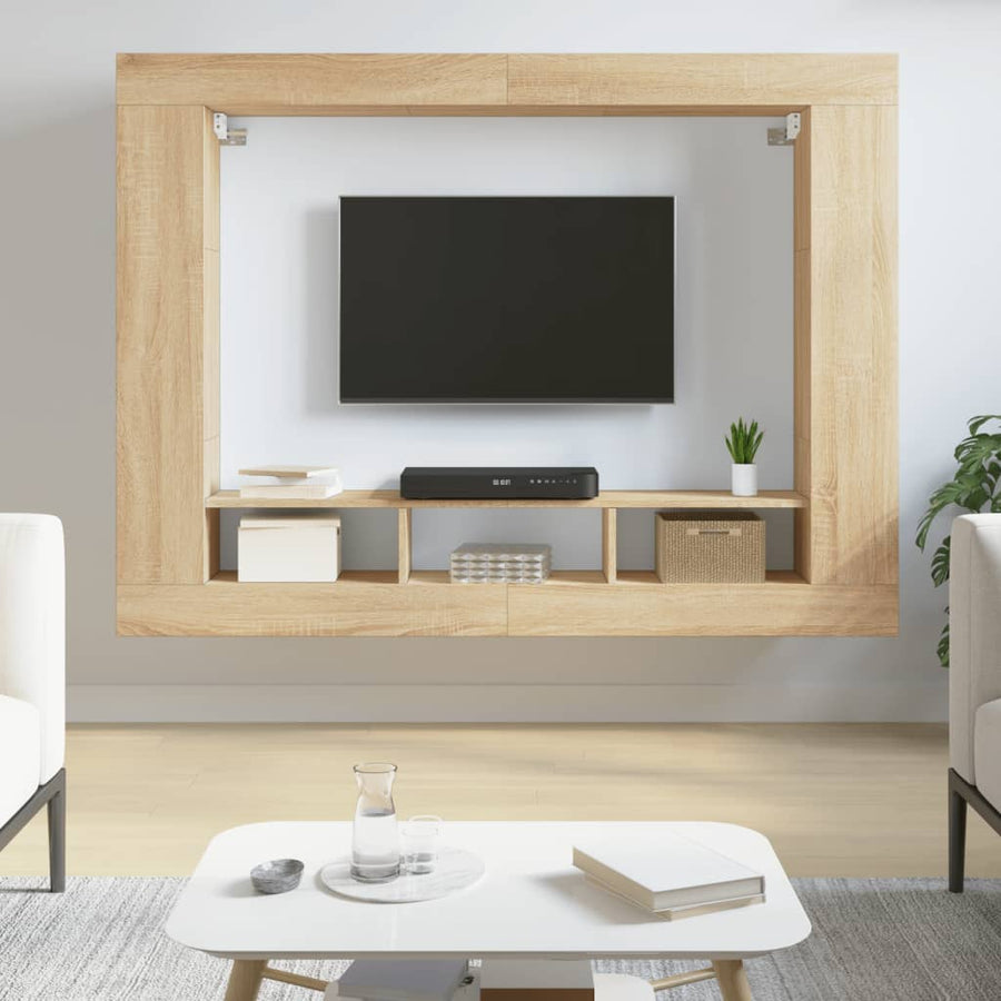 Tv-Meubel 152X22X113 Cm Bewerkt Hout Sonoma Eikenkleurig
