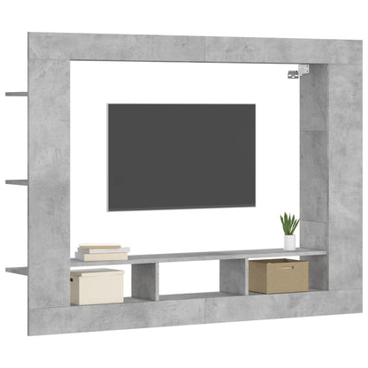 Tv-Meubel 152X22X113 Cm Bewerkt Hout Betongrijs