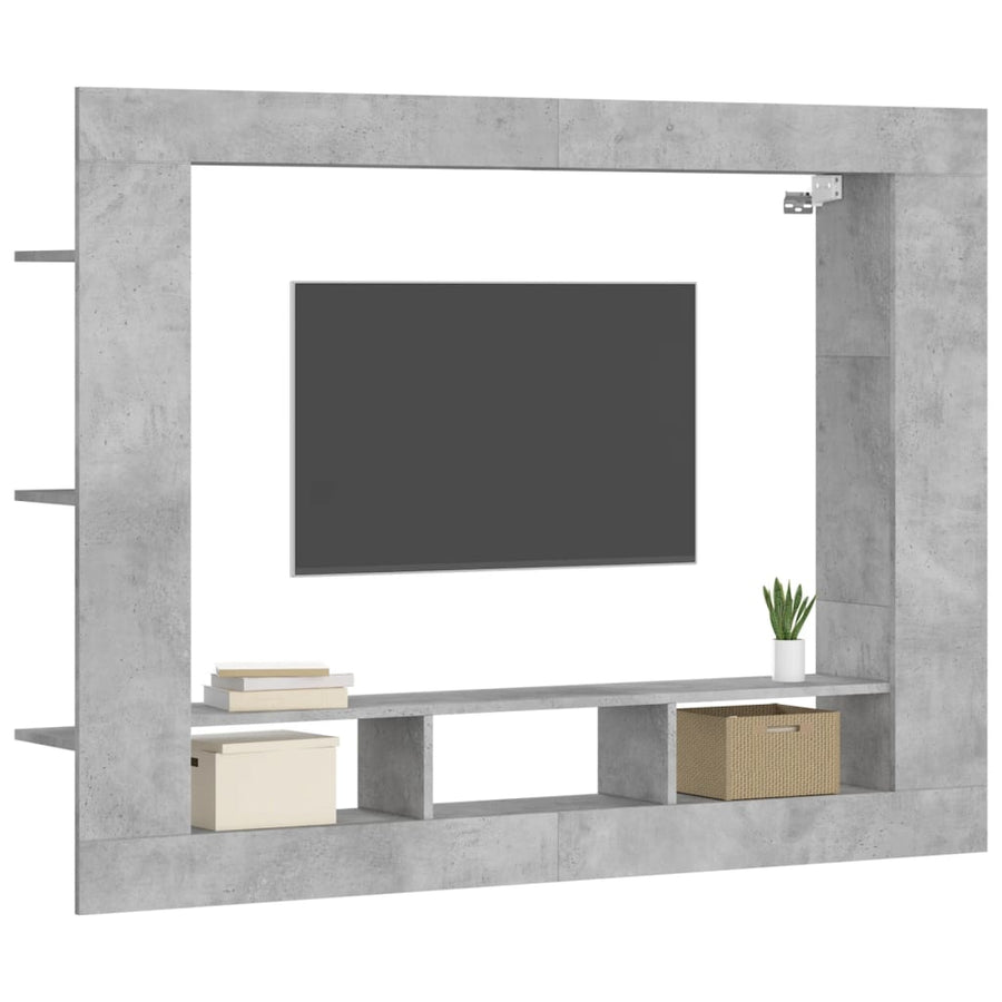 Tv-Meubel 152X22X113 Cm Bewerkt Hout Betongrijs