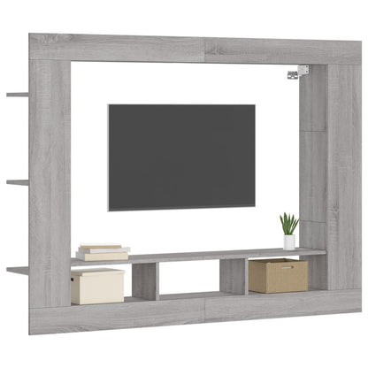 Tv-Meubel 152X22X113 Cm Bewerkt Hout Grijs Sonoma Eikenkleurig