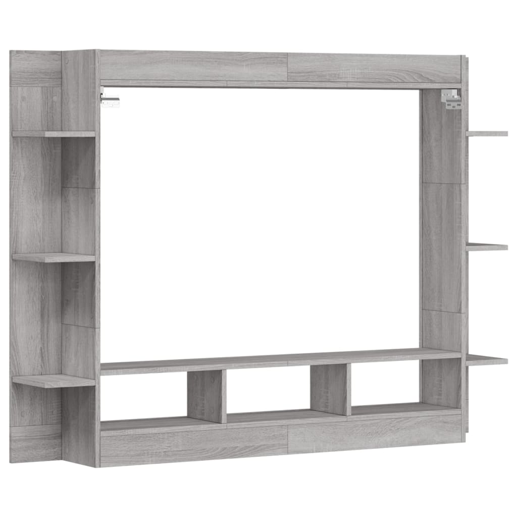 Tv-Meubel 152X22X113 Cm Bewerkt Hout Grijs Sonoma Eikenkleurig
