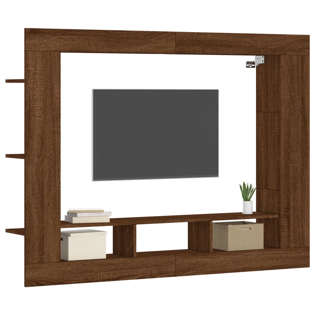 Tv-Meubel 152X22X113 Cm Bewerkt Hout bruin eikenkleur