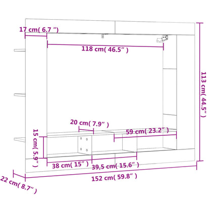 Tv-Meubel 152X22X113 Cm Bewerkt Hout bruin eikenkleur