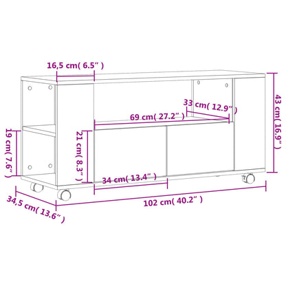 Tv-Meubel 02X34,5X43 Cm Bewerkt Hout Wit