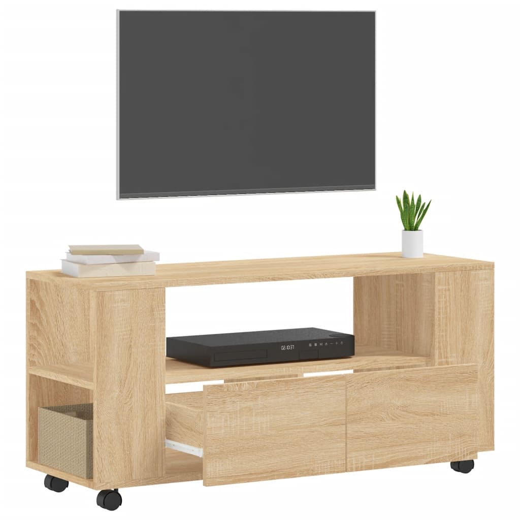 Tv-Meubel 02X34,5X43 Cm Bewerkt Hout Kleurig Sonoma eiken