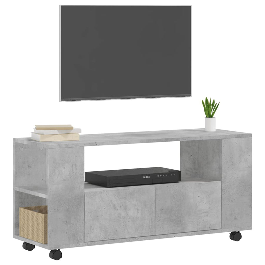Tv-Meubel 02X34,5X43 Cm Bewerkt Hout Betongrijs