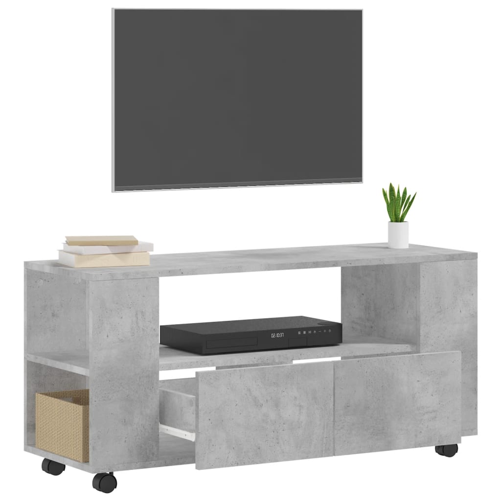 Tv-Meubel 02X34,5X43 Cm Bewerkt Hout Betongrijs