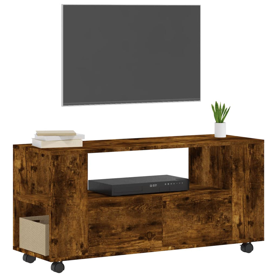 Tv-Meubel 02X34,5X43 Cm Bewerkt Hout Kleurig Gerookt eiken