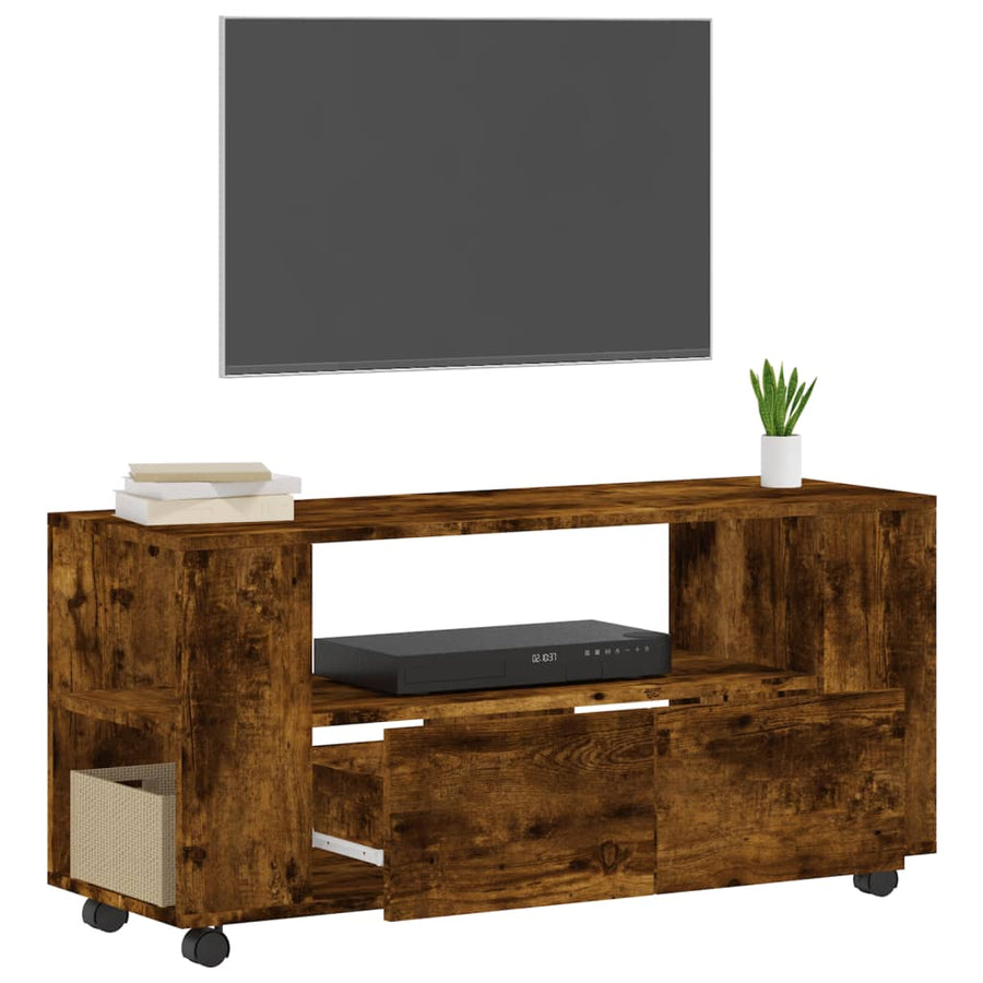 Tv-Meubel 02X34,5X43 Cm Bewerkt Hout Kleurig Gerookt eiken