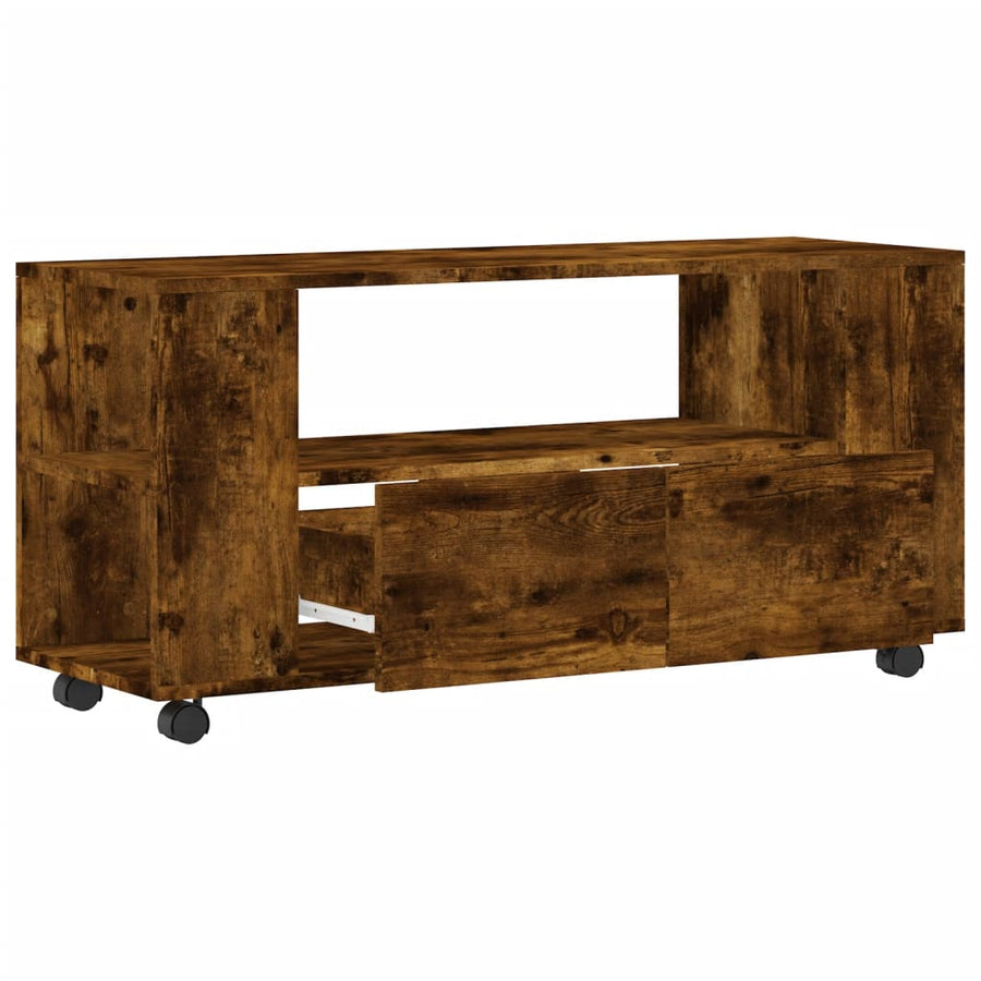 Tv-Meubel 02X34,5X43 Cm Bewerkt Hout Kleurig Gerookt eiken