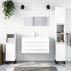 Bathroom cabinet with mirror carved wood white