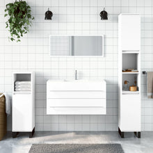 Badkamerkast Met Spiegel Bewerkt Hout Wit