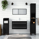 Bathroom cabinet with mirror carved wood black