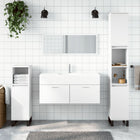 Bathroom cabinet with mirror carved wood white