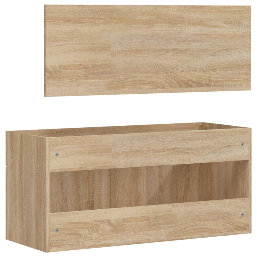 Badkamerkast Met Spiegel Bewerkt Hout Kleurig Sonoma eiken