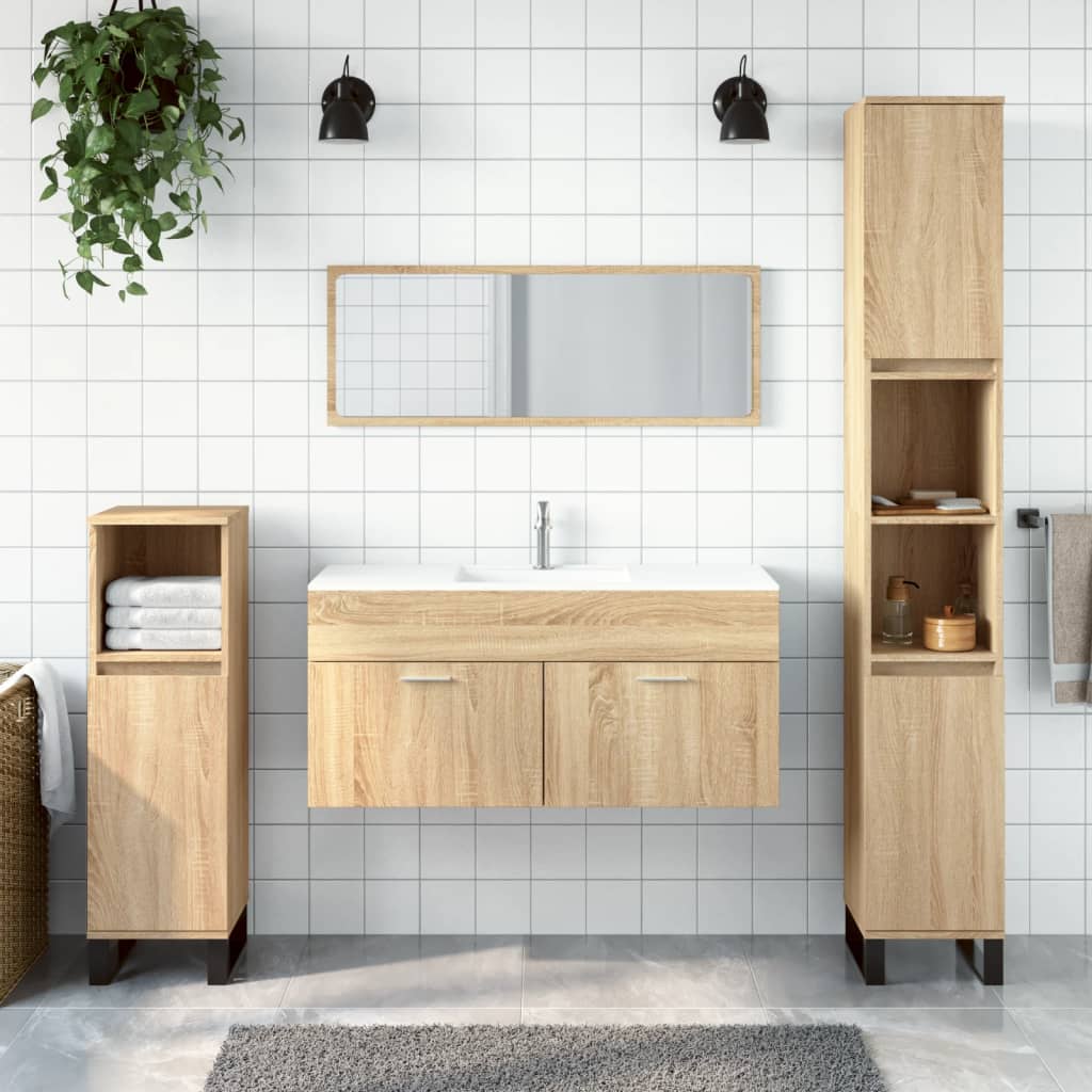 Badkamerkast Met Spiegel Bewerkt Hout Kleurig Sonoma eiken