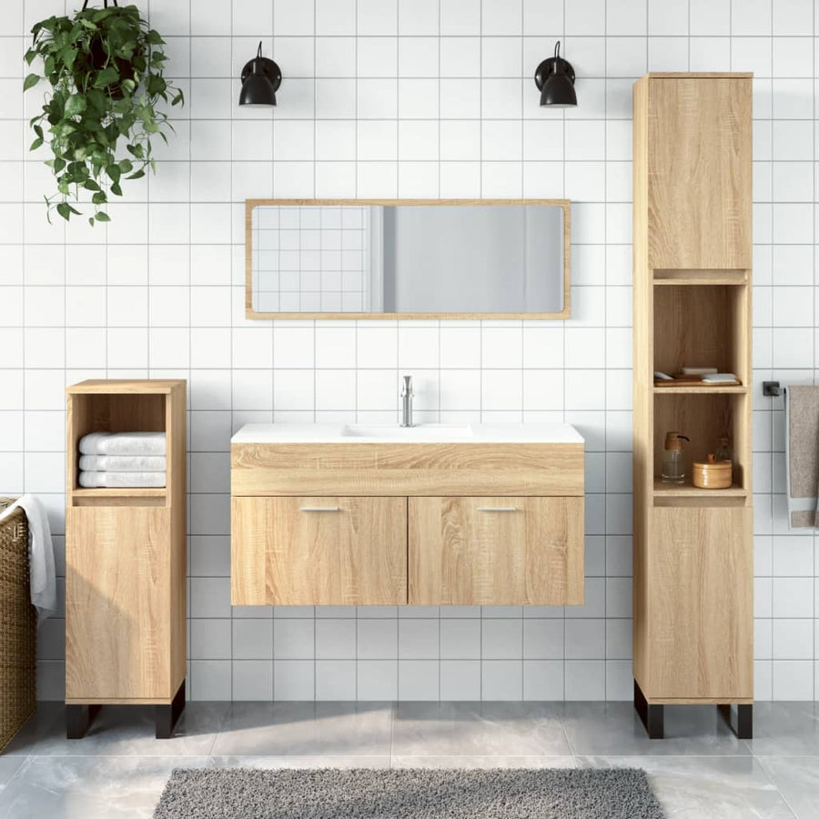 Badkamerkast Met Spiegel Bewerkt Hout Kleurig Sonoma eiken